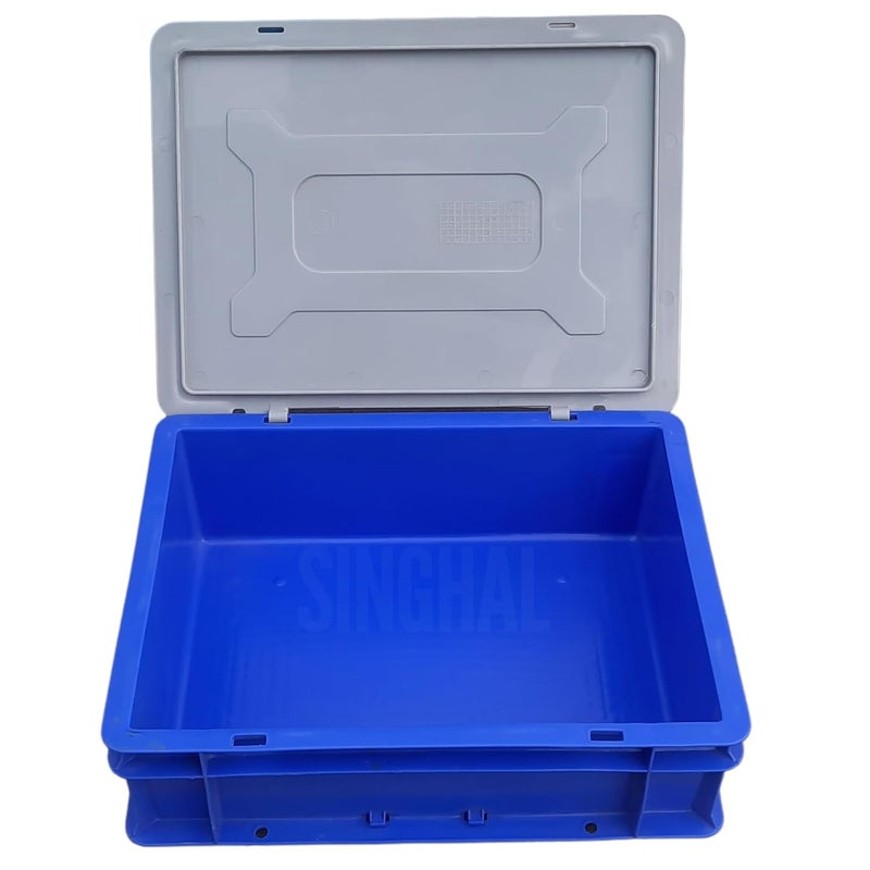 SINGHAL SINGHAL Plastic Crate 300x200x100 MM With Lid Pack of 12 Multipurpose Heavy Duty Portable Crates for storage Shelf Basket for Large Storage Bin Vegetable Fruit Milk  - Image 3