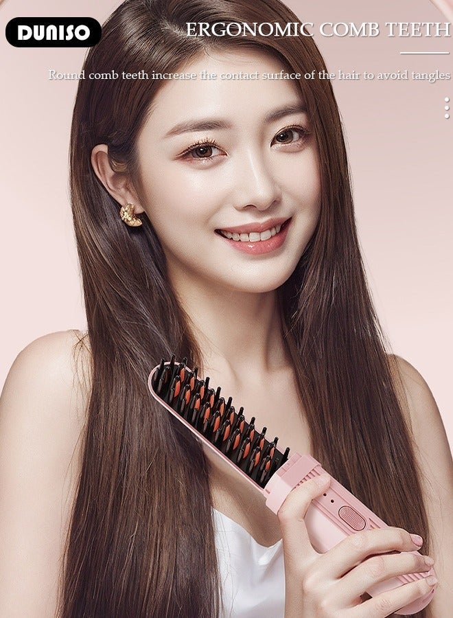 DUNISO Cordless Ion Hair Straightener, Portable Anti-Scald Straightener Brush for Type-c Charging, Hairproof Hair Straightener Comb, Lightweight Dust proof design Straightener with 3 Temp Settings for Travel, Home, Business - Image 5