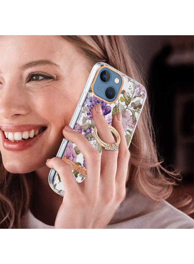 Zaboon Case For iPhone 13 mini Ring IMD Flowers TPU Phone Case - Image 2