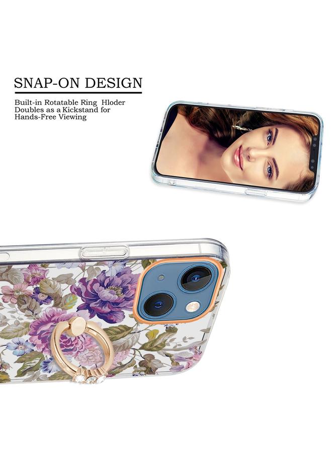Zaboon Case For iPhone 13 mini Ring IMD Flowers TPU Phone Case - Image 3