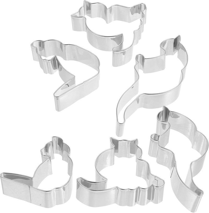 6pcs Stainless Steel Cat Cookie Cutters Set, DIY Cat-shaped Biscuit Mold for Baking, Metal Cookie Cutting Tools for Homemade Treats - Image 1