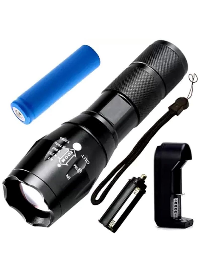 New LED Super Bright Flashlight T6 Chargeable Waterproof Lamp 800Metre Zoomable Mini Size Led Emergency Torch - Image 1