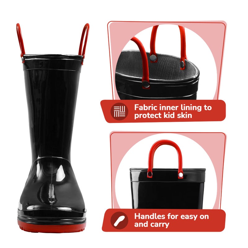 K KomForme Girls Boys Rain Boots Waterproof with Easy on Handles for Toddler/Little Kid/Big Kid - Image 4
