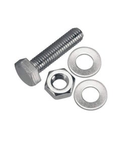 Generic 12 pcs Hex Head Screw Bolts Nuts & Washers Fully Thread GI Plain Finish Bolt Set. (18, 50MM)  - Image 1