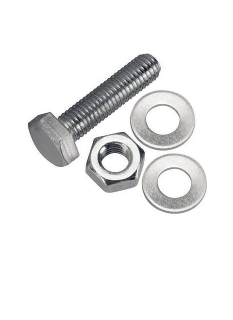 12 pcs Hex Head Screw Bolts Nuts & Washers Fully Thread GI Plain Finish Bolt Set. (18, 50MM)