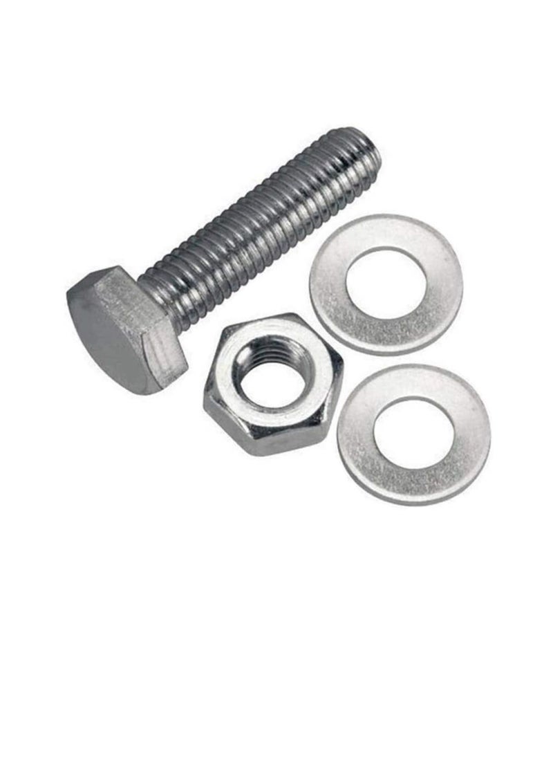 Generic - 12 pcs Hex Head Screw Bolts Nuts & Washers Fully Thread GI Plain Finish Bolt Set. (18, 50MM) - Image 1