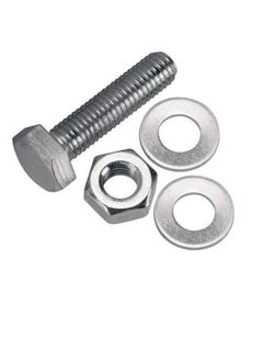 Generic 12 pcs Hex Head Screw Bolts Nuts & Washers Fully Thread GI Plain Finish Bolt Set. (18, 50MM)  - Image 3