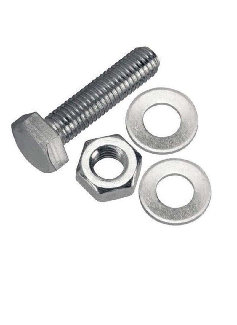 Generic - 12 pcs Hex Head Screw Bolts Nuts & Washers Fully Thread GI Plain Finish Bolt Set. (18, 50MM) - Image 1