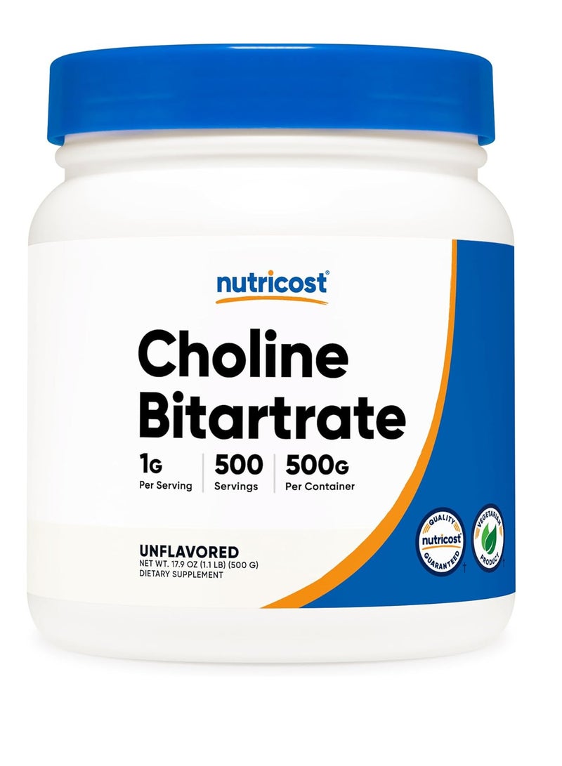 Nutricost Pure Choline Bitartrate Powder 500 Grams - Image 1