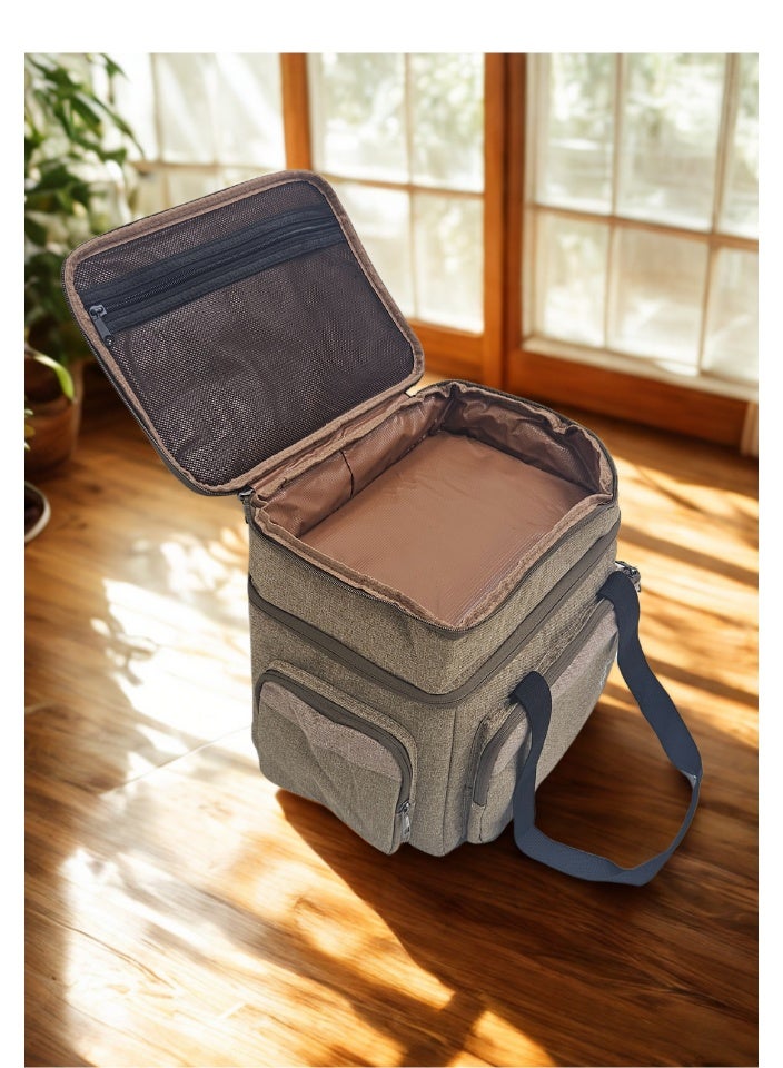 قمرا شنطة / حقيبة تخييم وسفر نظام طابقين – متعددة الجيوب ومبطنة من الداخل، مصنوعة من قماش اكسفورد متين ومقاوم للماء، مثالية لتنظيم الأغراض أثناء الرحلات والتخييم (28×20×28سم) - Image 3