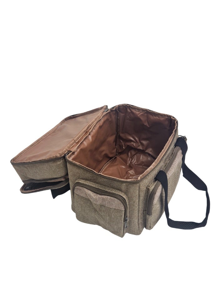 قمرا شنطة / حقيبة تخييم وسفر نظام طابقين – متعددة الجيوب ومبطنة من الداخل، مصنوعة من قماش اكسفورد متين ومقاوم للماء، مثالية لتنظيم الأغراض أثناء الرحلات والتخييم (28×20×28سم) - Image 5