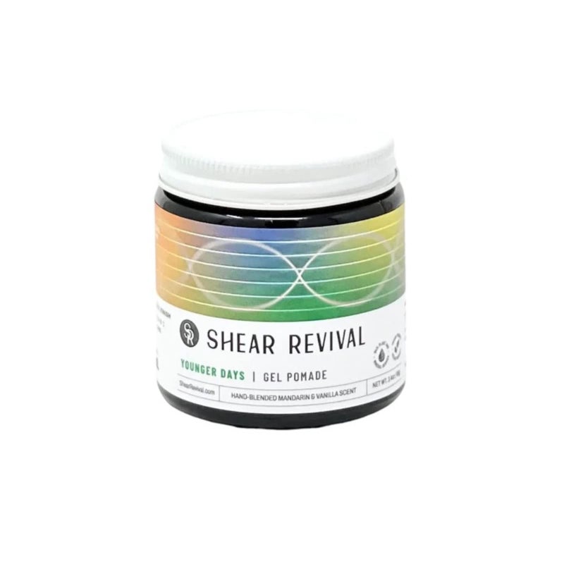 Shear Revival Younger Days Gel Pomade for Men & Women - Vegan, Medium Hold, Natural Finish for All Hair Types, Mandarin & Vanilla Scent, Travel Friendly 3.4oz and Eco-Conscious Packaging - Image 1