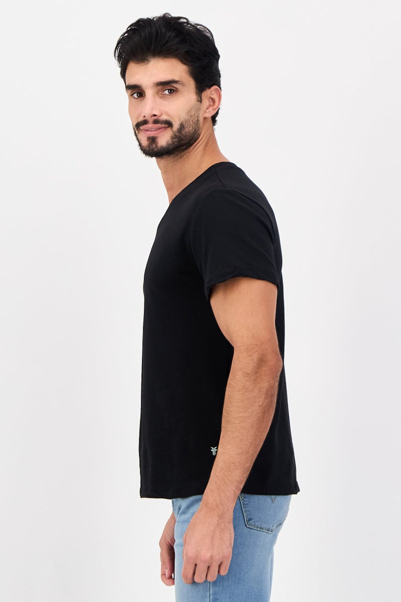 Frye Men 4 Pieces V-Neck Brand Logo Short Sleeve T-Shirt, Black - Image 2
