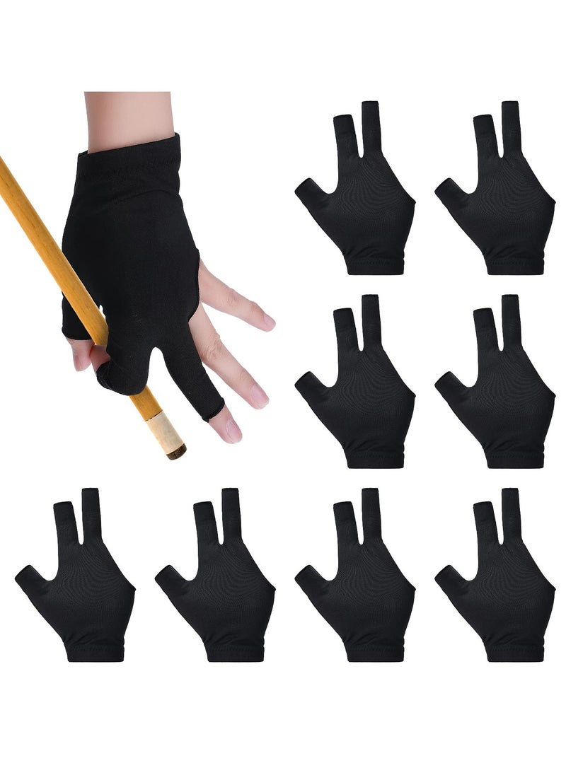 SYOSI 8 Pcs 3 Fingers Pool Gloves Billiard Gloves Cue Shooter Pool Gloves Anti Skid Billiard Glove Left and Right Hand Shooters Snooker Cue Sport Glove for Women Men Billiard Shooters Accessories  - Image 1