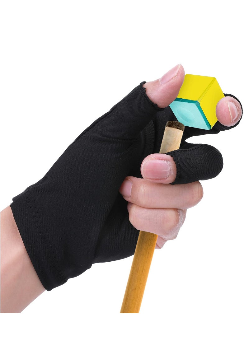 SYOSI 8 Pcs 3 Fingers Pool Gloves Billiard Gloves Cue Shooter Pool Gloves Anti Skid Billiard Glove Left and Right Hand Shooters Snooker Cue Sport Glove for Women Men Billiard Shooters Accessories  - Image 3
