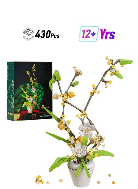 Flower Bouquet Building Kit Osmanthus Fragrans Bonsai Tree Toy Artificial Plant Building Creative Building Project for Adults Botanical Collection Compatible with Lego (430 Pieces)