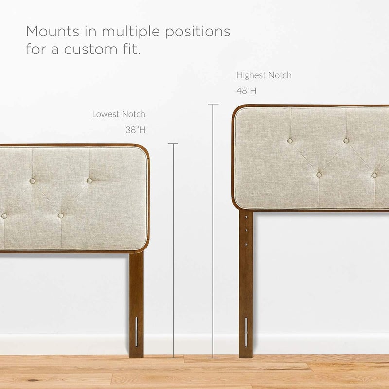 Modway مودواي MOD6235WALBEI رأس سرير كينج من القماش والخشب بتصميم توفتد بلون الجوز البيج - Image 2