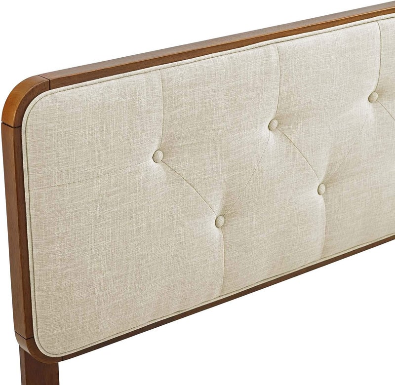 Modway مودواي MOD6235WALBEI رأس سرير كينج من القماش والخشب بتصميم توفتد بلون الجوز البيج - Image 5