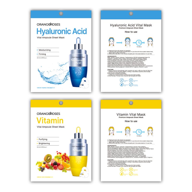 OBS LAB ã€Orangerosesã€‘ 13 Pcs Combo Vital Ampoule Sheet Mask, Korean Facial Skincare Sheet | Simple & Effective Skincare Routine | Moisturization | Wrinkle Care | Brightening (New Upgraded Mask) - Image 2