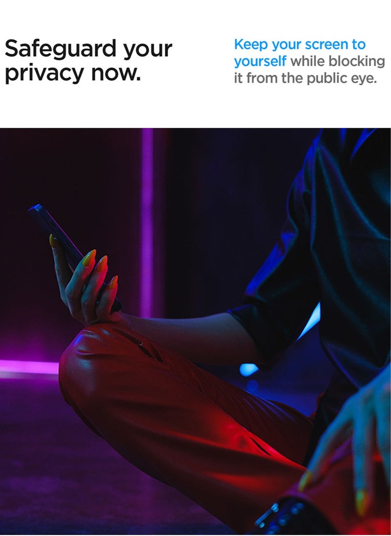 Spigen GLAStR EZ Fit PRIVACY لهاتف Samsung Galaxy S24 واقي شاشة الخصوصية [عبوتان] من الزجاج المقسى مع صينية سهلة التركيب  - Image 4