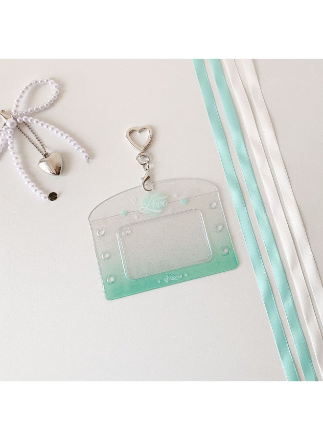 NIBEMINENT 1 - Piece Simple Transparent Glitter Kpop Photo Card Holder Pendant Key Chain ID Badge Holder ID Card Holder Photo Card Protector for School ID Office ID Access Card for Women Girls - Image 1