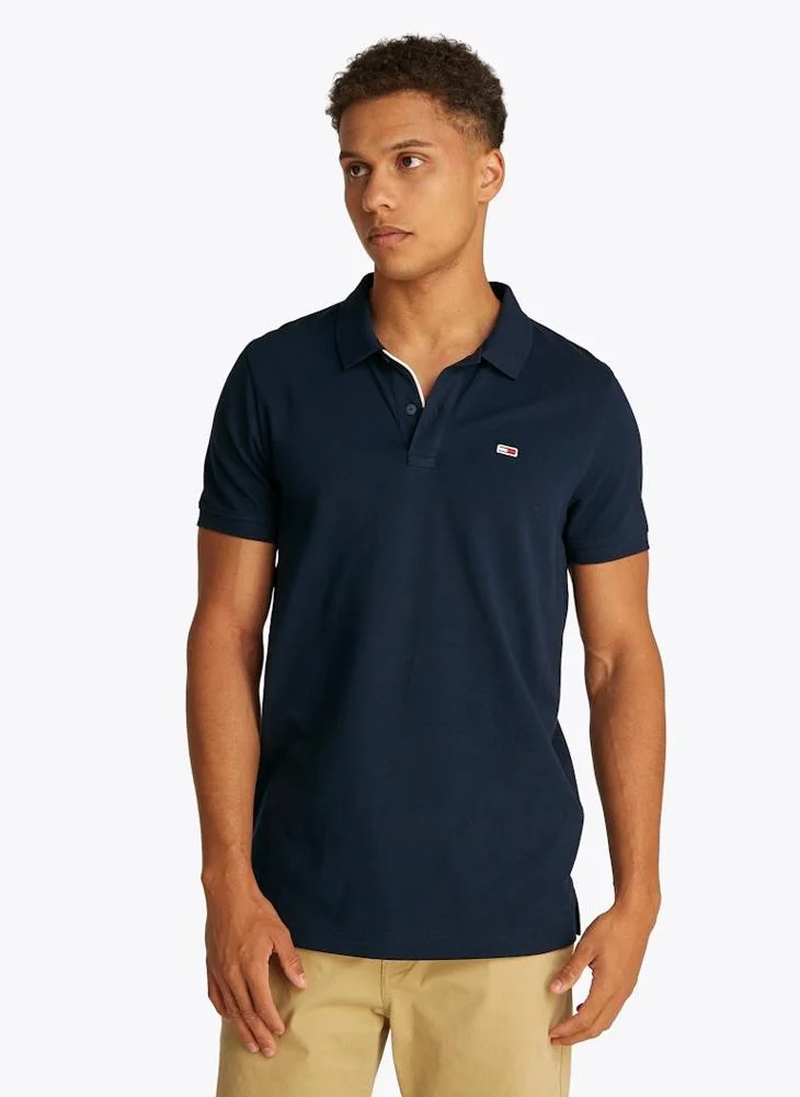 Tommy Flag Slim Fit Pique Polo Shirt