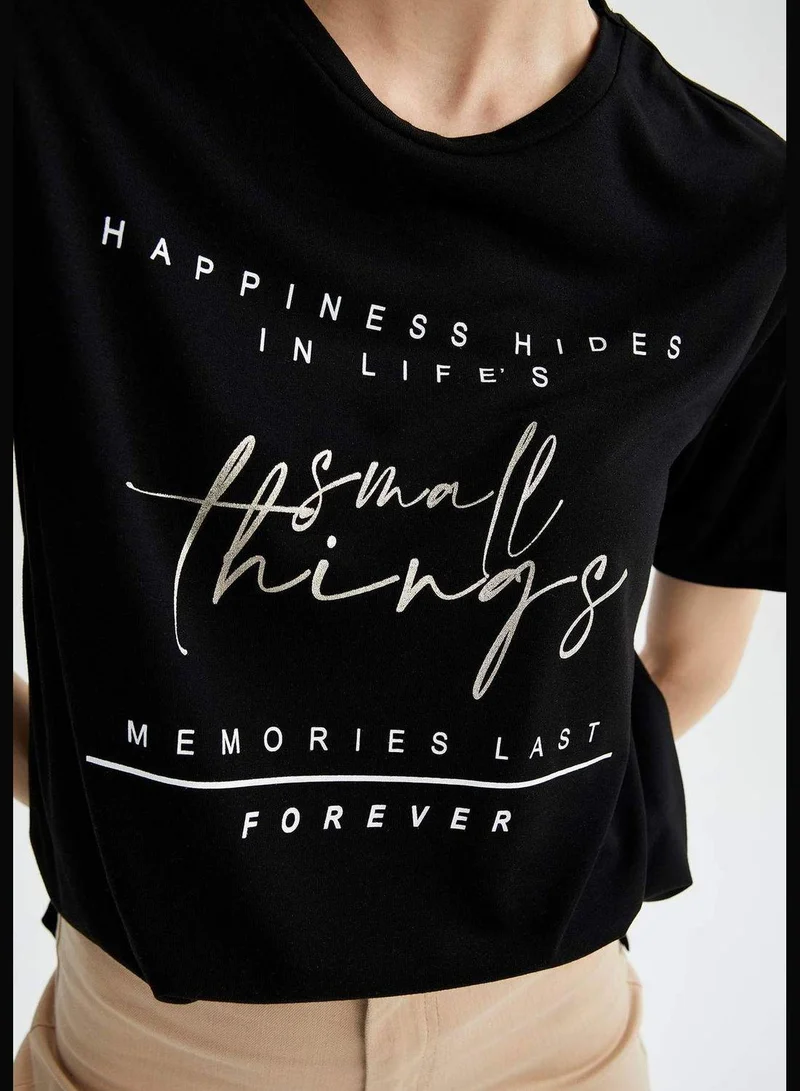 DeFacto  Woman Knitted Regular Fit C Neck Short Sleeve T-Shirt  | Best Price UAE