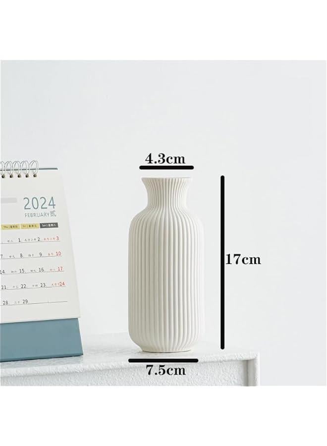 MIXDE White Ceramic Flower Vase, Minimalist Modern Home Decor, Small Pampas Grass and Flower Vases for Table, Shelf Bookshelf, Mantel, Entryway, 6.6 inch  - Image 2