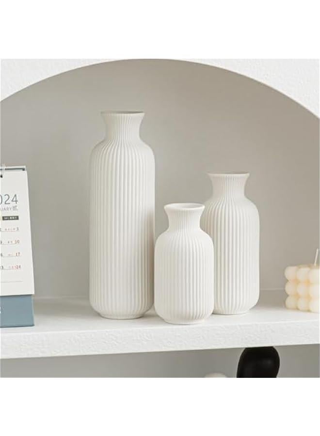 MIXDE White Ceramic Flower Vase, Minimalist Modern Home Decor, Small Pampas Grass and Flower Vases for Table, Shelf Bookshelf, Mantel, Entryway, 6.6 inch  - Image 4