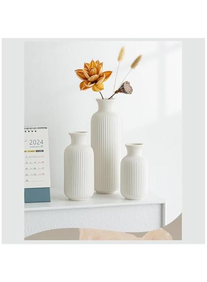 MIXDE White Ceramic Flower Vase, Minimalist Modern Home Decor, Small Pampas Grass and Flower Vases for Table, Shelf Bookshelf, Mantel, Entryway, 6.6 inch  - Image 5