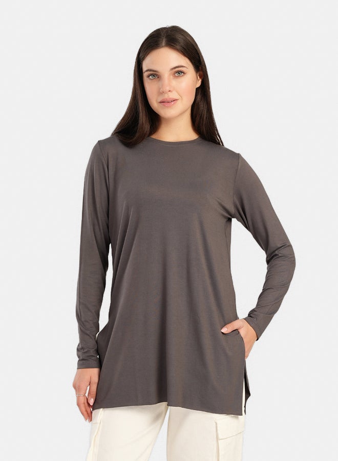 Carina Viscose T-Shirt with Long Sleeves - Image 1