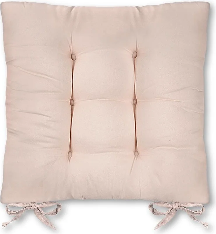 Bluenity 4-Piece Pouf Soft Chair Cushion 6 Quilted 42X42 cm Powder