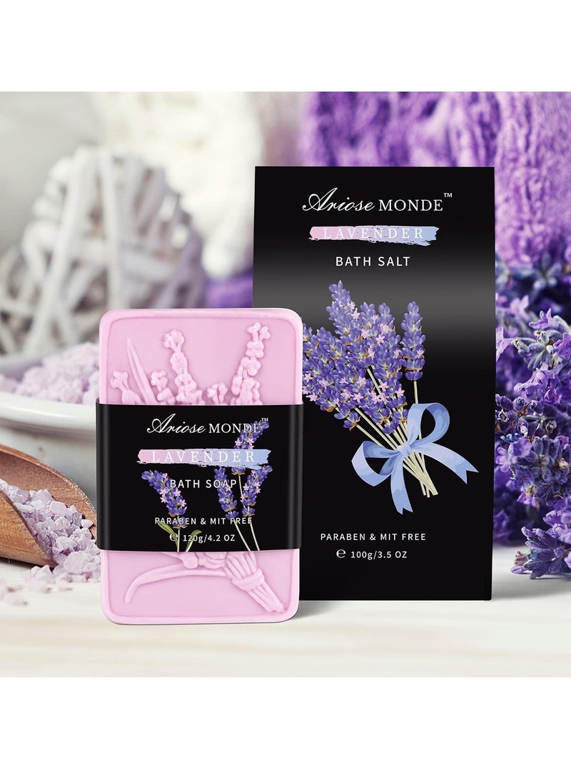 ArioseMonde Spa Bath Gift Basket Set, Lavender Home Spa Gift for Women, with Shower Gel, Bubble Bath, Body Butter, Bath Salt, Bath Bomb, Bath Oil, Bath Soap,Gift Idea for Mother, Girlfriend, Wife  - Image 3