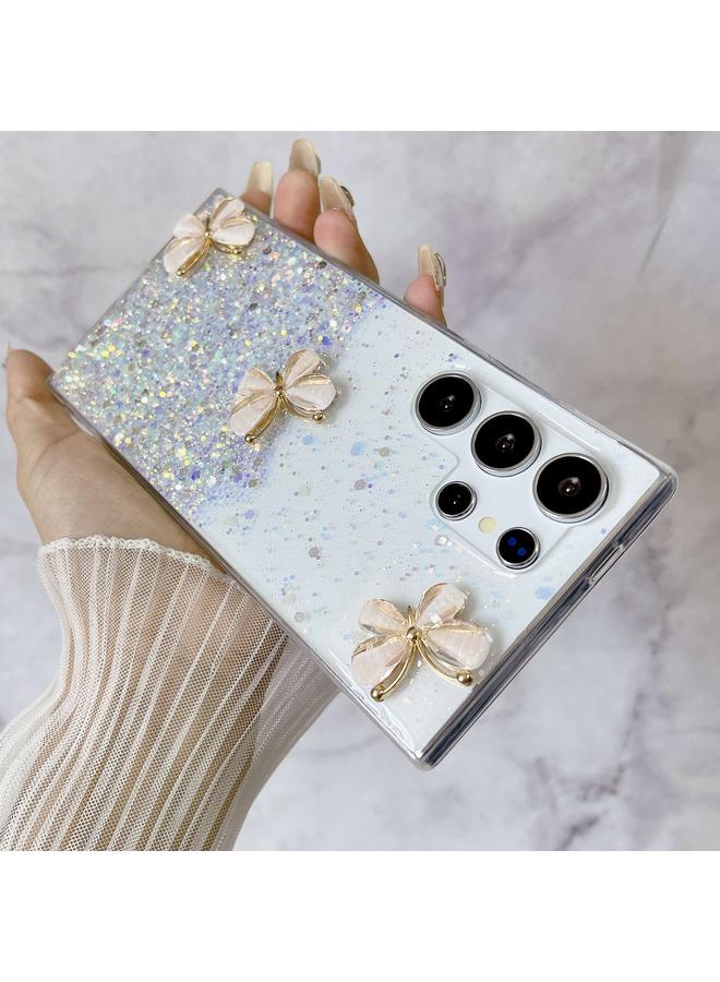 اس-توب جراب لهاتف Samsung Galaxy S24 Ultra 5G، جراب هاتف TPU لامع بنجوم مضيئة على شكل فراشة - Image 4