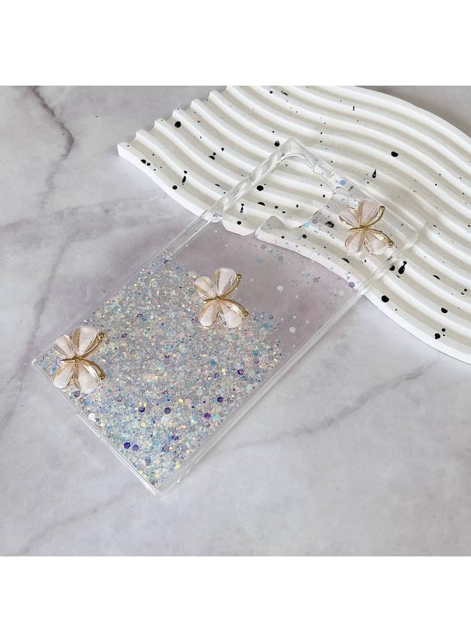 اس-توب جراب لهاتف Samsung Galaxy S24 Ultra 5G، جراب هاتف TPU لامع بنجوم مضيئة على شكل فراشة - Image 2