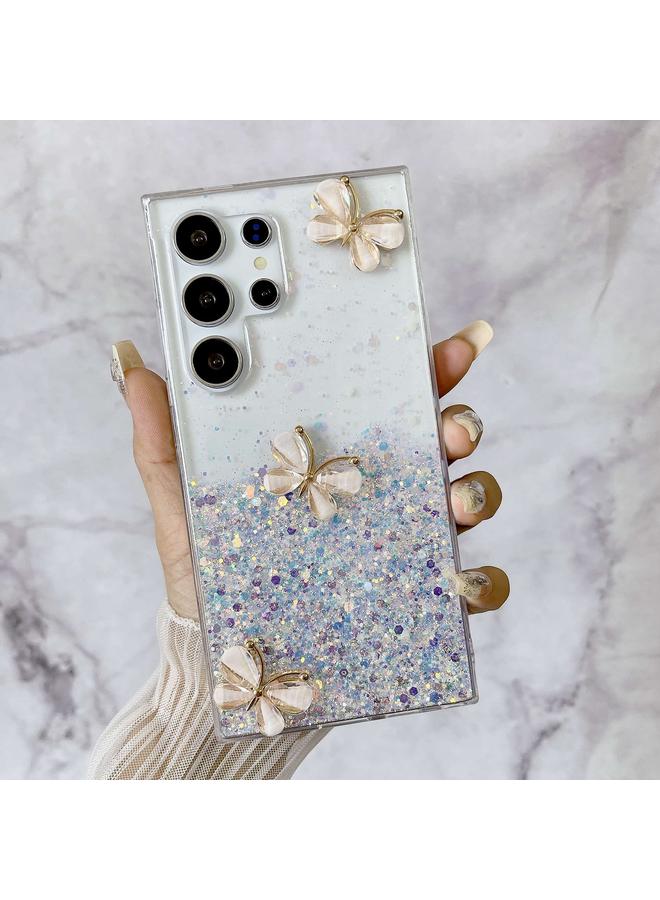 اس-توب جراب لهاتف Samsung Galaxy S24 Ultra 5G، جراب هاتف TPU لامع بنجوم مضيئة على شكل فراشة - Image 3