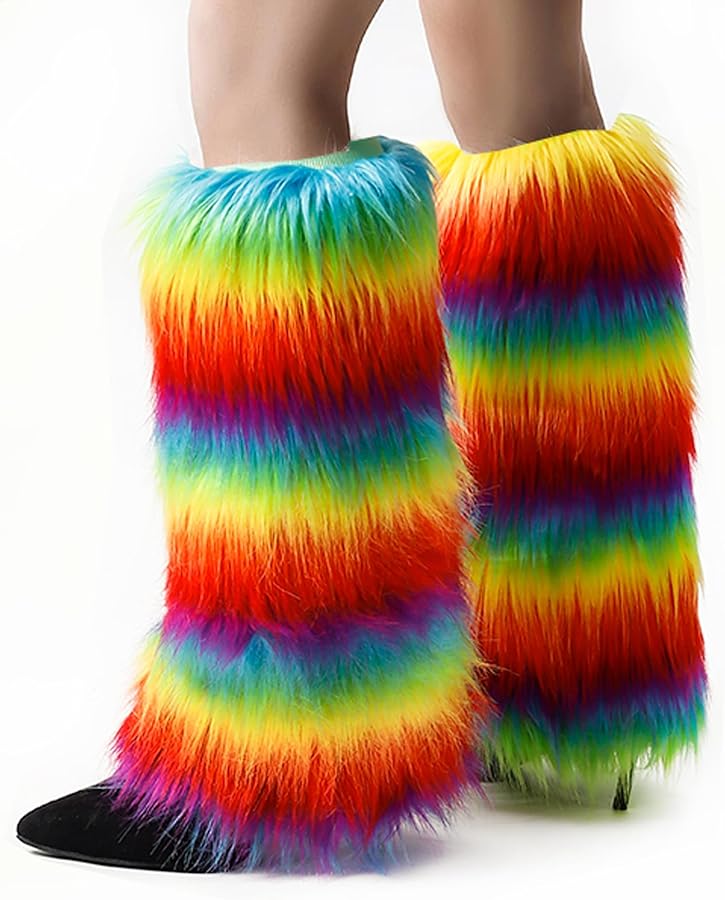 مدفئات الساقين من الفرو الاصطناعي الملون، أكمام الأحذية الناعمة للنساء والفتيات، ملابس الشتاء - Image 2