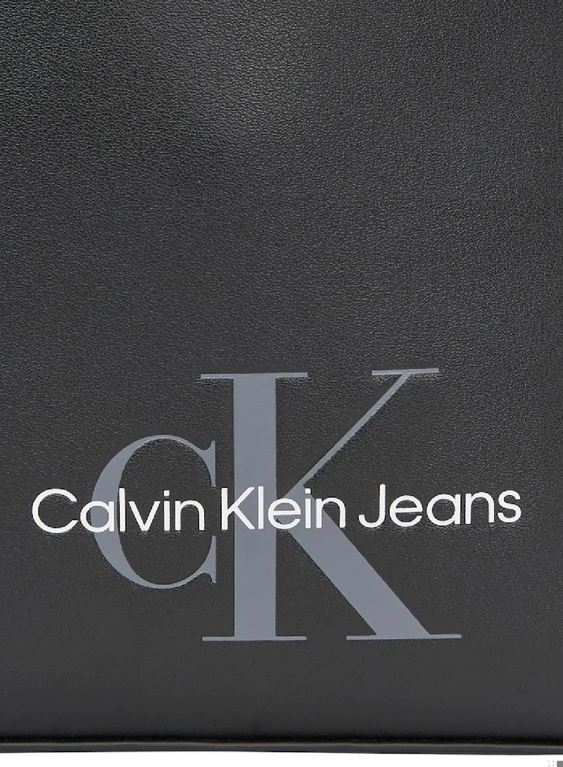 Calvin Klein Jeans Men's Monogram Soft Report Crossover Bag - Faux Leather, Black