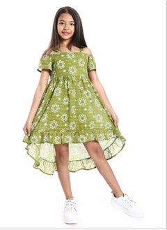Andora Short Flutter Sleeves High-Low Girls Dress  - Image 1