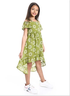 Andora Short Flutter Sleeves High-Low Girls Dress  - Image 4