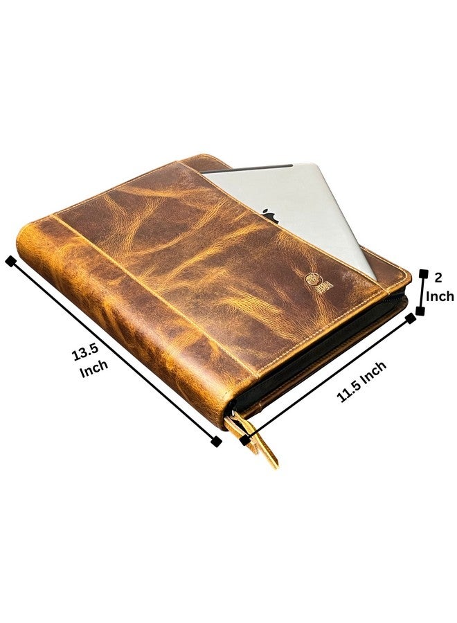 Rustic Town Rustic Town Business Durable Leather Padfolio Easy to Carry Many Slots, Compartments and Holders Professional Organizer with A Zippered Closure for Men and Women  - Image 2