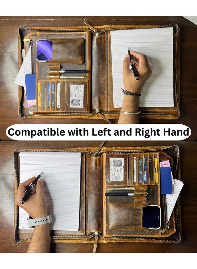 Rustic Town Rustic Town Business Durable Leather Padfolio Easy to Carry Many Slots, Compartments and Holders Professional Organizer with A Zippered Closure for Men and Women  - Image 5