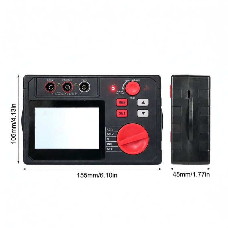 Insulation Resistance Tester UK Plug LCD Display With Backlight - High Voltage Indicator Light Buzzer Prompt Danger Warning Automatic Discharge Voltage for Electrical Maintenance Professionals Dark Wo - Image 5