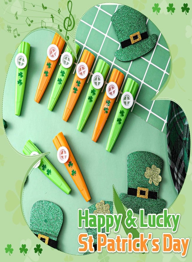 Lukmaa 24 Pcs St. Patrick's Day Kazoos Bulk St Patricks Day Party Favors Green Shamrock Kazoo with Stickers Plastic Musical Instruments for St Patricks Days Parade Party Events Accessories Supplies - Image 4