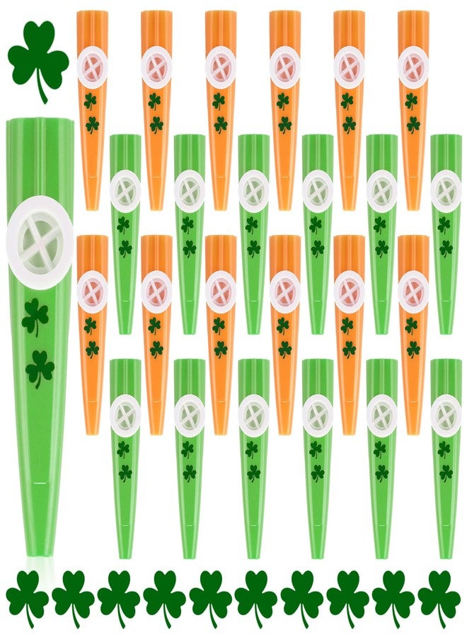 Lukmaa 24 Pcs St. Patrick's Day Kazoos Bulk St Patricks Day Party Favors Green Shamrock Kazoo with Stickers Plastic Musical Instruments for St Patricks Days Parade Party Events Accessories Supplies - Image 1