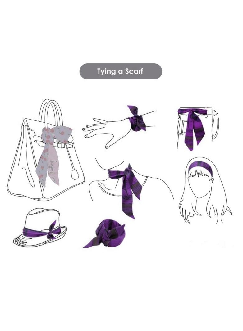 Alissa 1Pc Hair Tie Scarf Bag Tie Scarf Women's Fashion Accessories for Bag hair Ties - Image 4