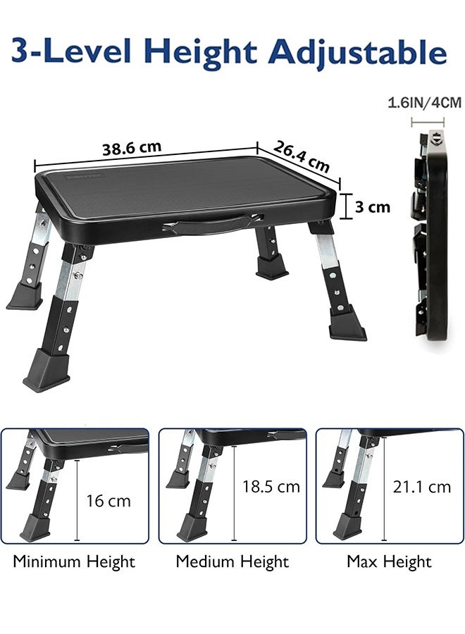 YIM-VIBEHAUS Folding Step Stool, 3 Level Height Adjustable Step Ladder, Portable Step Platform with Non-Slip Feet & Handle for Home, Supports up to 150 kg - Image 3