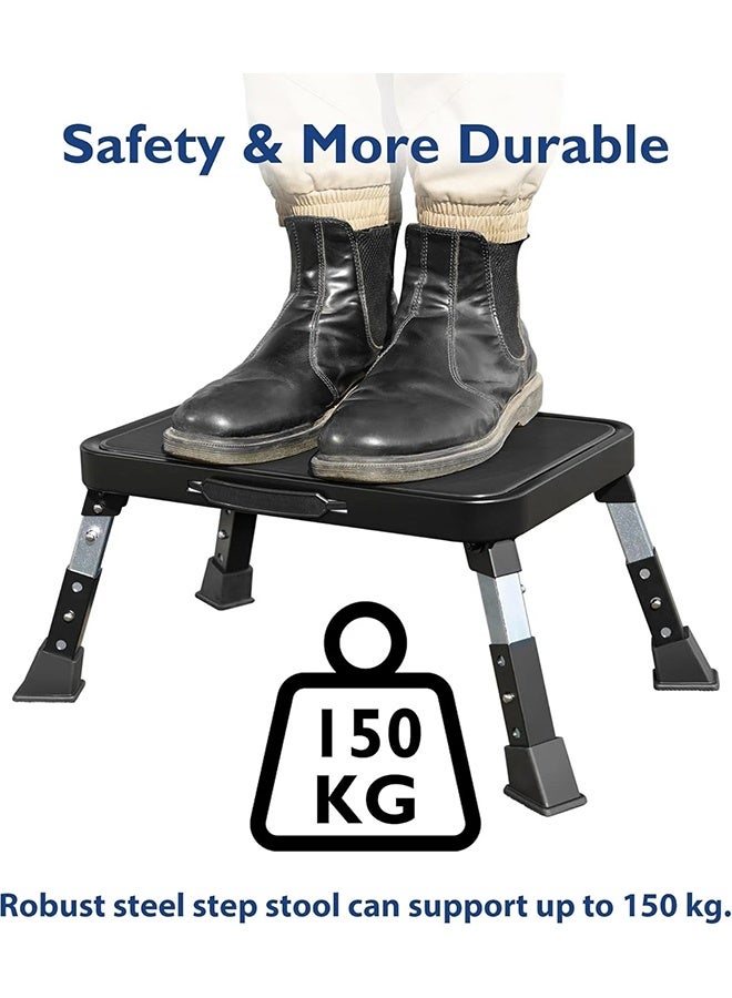 YIM-VIBEHAUS Folding Step Stool, 3 Level Height Adjustable Step Ladder, Portable Step Platform with Non-Slip Feet & Handle for Home, Supports up to 150 kg - Image 2