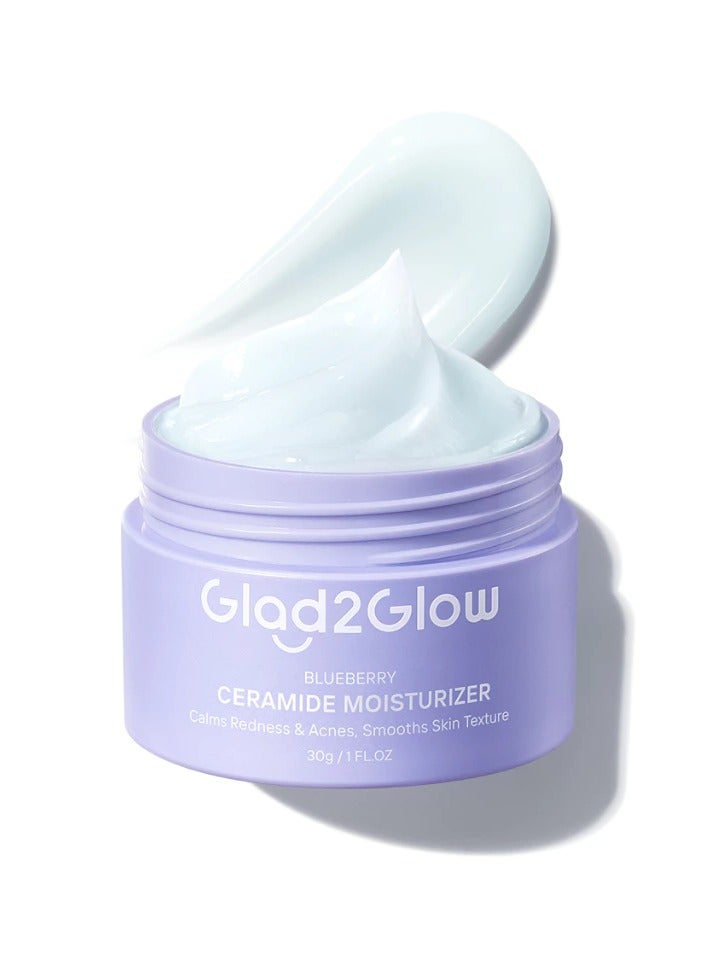 Glad2Glow Complete Set: Blueberry Ceramide Moisturizer 30g with Blueberry Ceramide Low pH cleanser 70ml - Skin Barrier Repair and Acne Moisturizer - Image 2