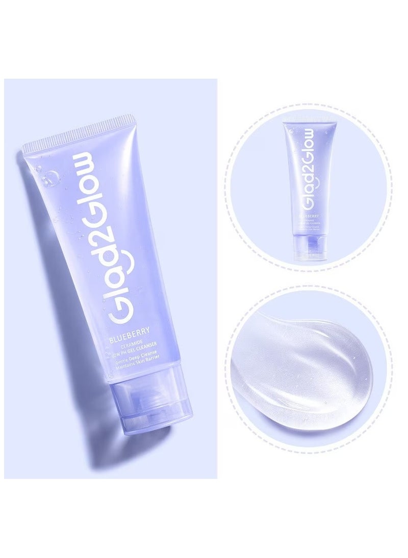 Glad2Glow Complete Set: Blueberry Ceramide Moisturizer 30g with Blueberry Ceramide Low pH cleanser 70ml - Skin Barrier Repair and Acne Moisturizer - Image 5